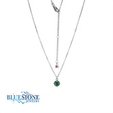 Silver Emerald & Diamond Necklace- May Birthstone